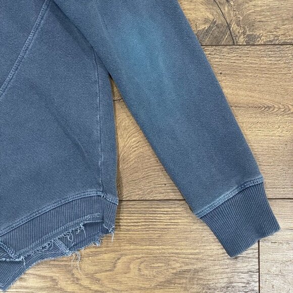 Wilt Sweatshirt Womens XS Blue Crewneck Casual Faded Raw Hem Distressed Boho - Picture 10 of 13